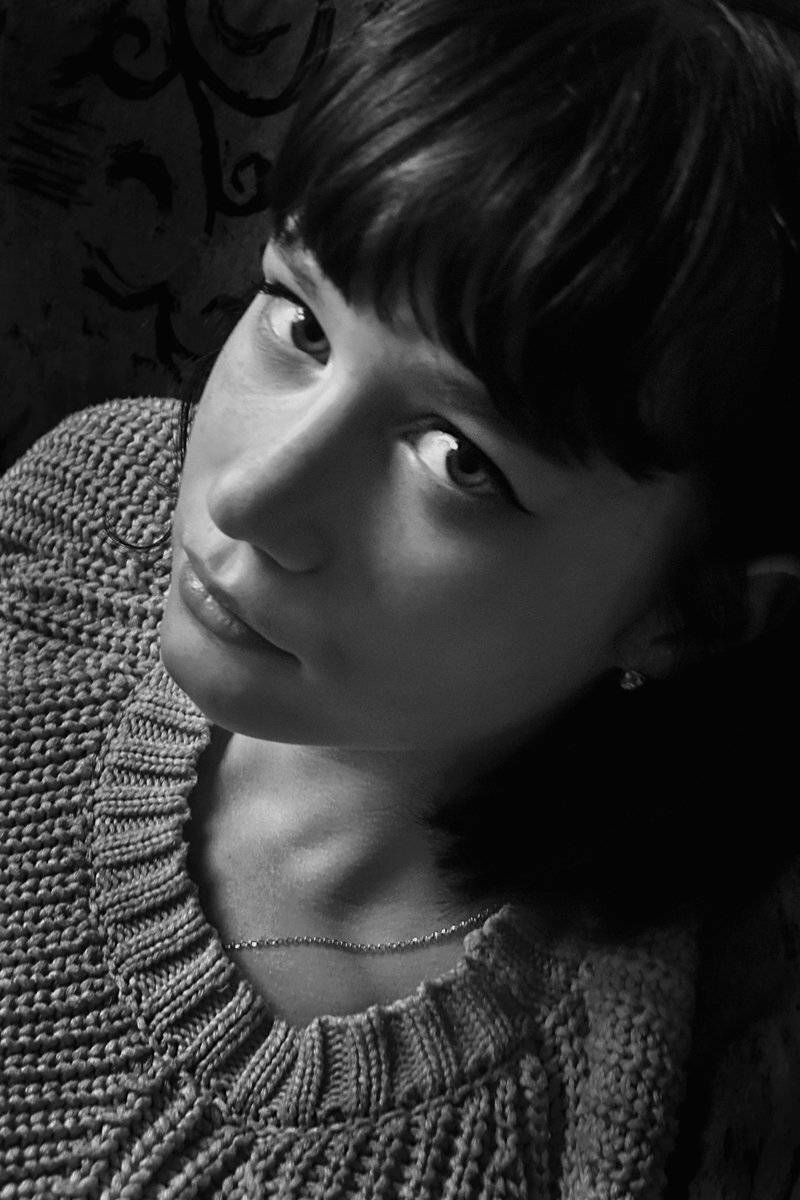 девушка, портрет, глаза, взгляд, волосы, чб, апатиты, Николай Смоляк