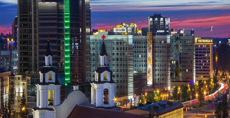 беларусь, город, минск, вечер, фотосфера-минск Архитектурные меридианы XXI и прошлого фото превью