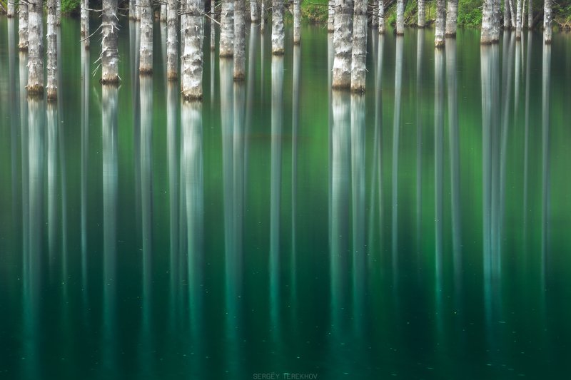 озеро каинды, казахстан, тянь-шань, кунгей алатау, Озеро Каинды на длинной выдержке фото превью