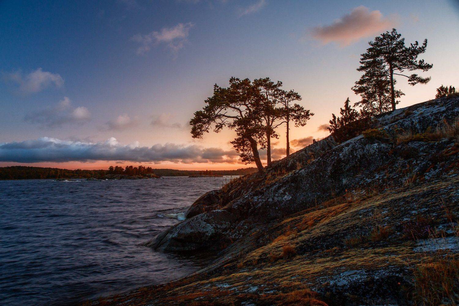 Пейзаж, Ладога, вечер, Шхеры, закат, Алексей Новиков