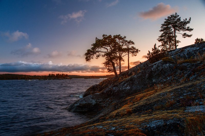 Пейзаж, Ладога, вечер, Шхеры, закат Размышляя на закате фото превью