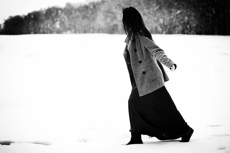 чб, природа, девушка BW фото превью