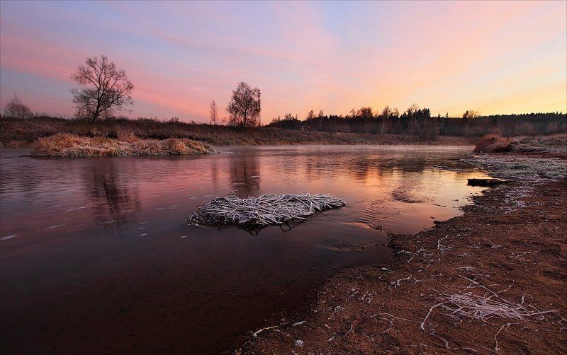 река, москва, рассвет, мороз розовый рассвет фото превью
