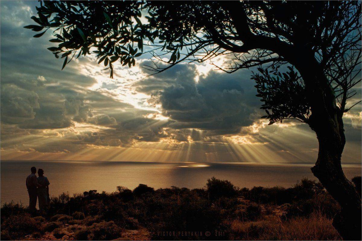 кипр, берег, заход, солнца, закат, влюбленные, лучи, Виктор Перякин