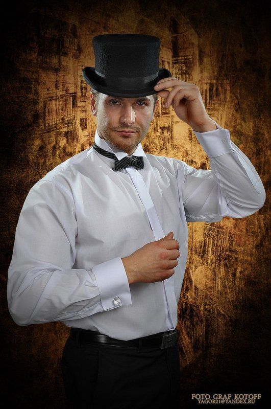 мужчина, шляпа, сорочка, запонка, взгляд Влад фото превью