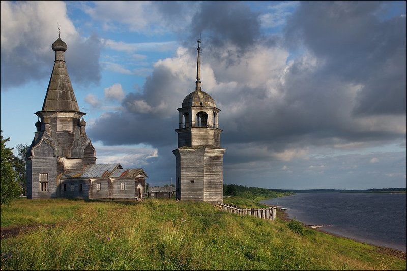 онега, пияла, храм, архитектура Приближение дождя. фото превью