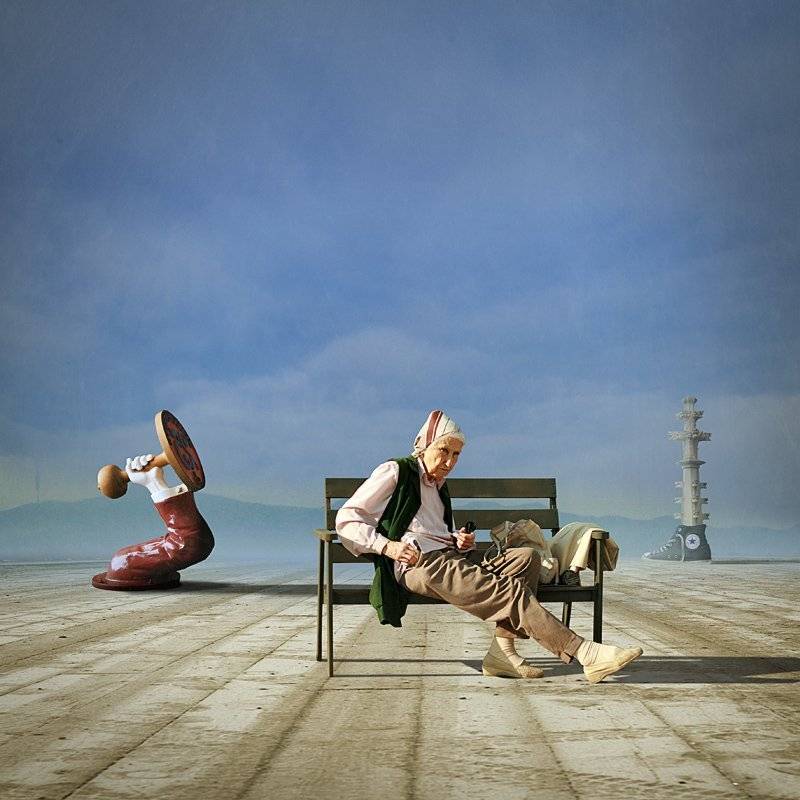 sunbath, granny, converse, Vladimir Laur