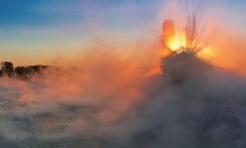 город, парк, зима река кубань СОЛНЦЕ ВСХОДИЛО-2 фото превью