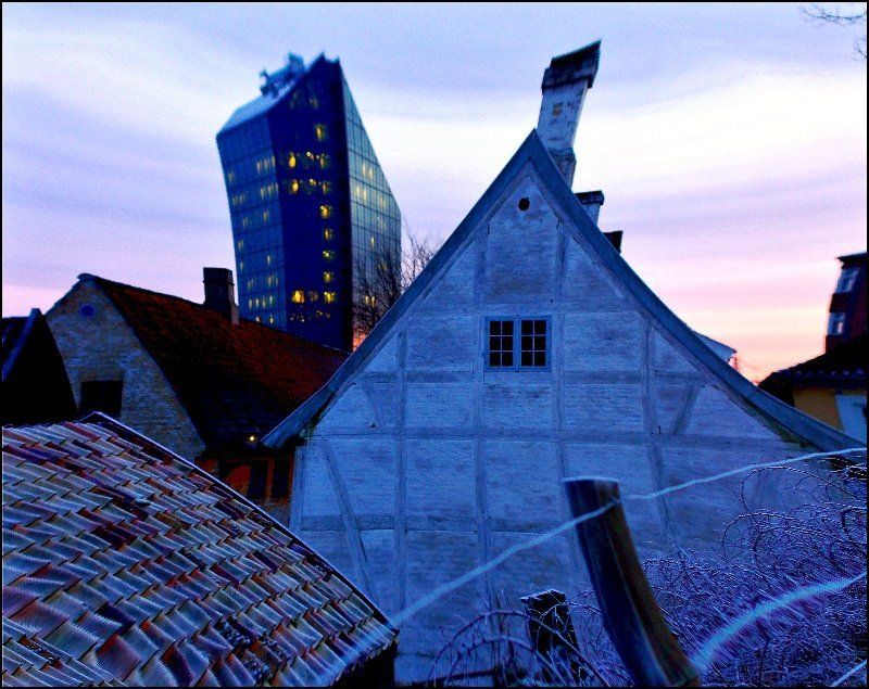 gamle by, старый город, дания, зима, вечер Gamle by фото превью