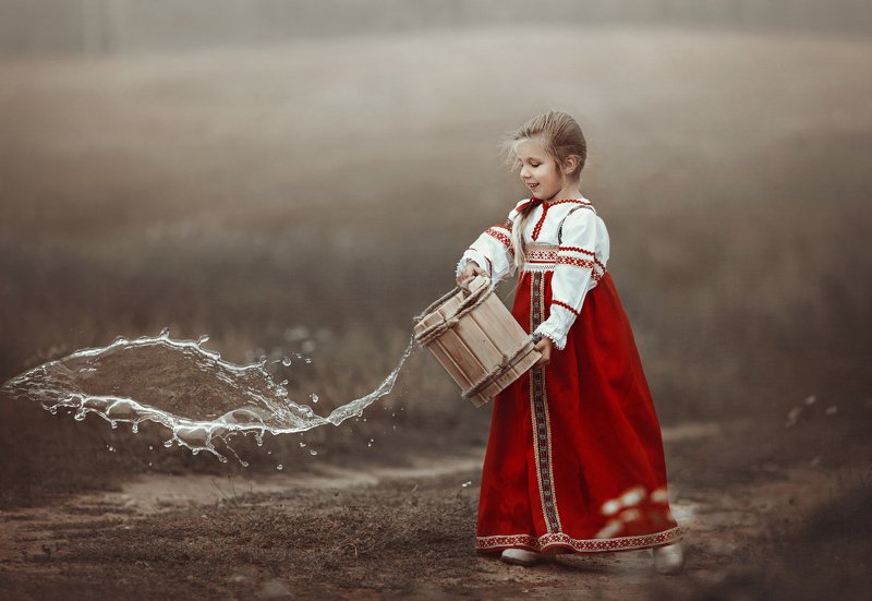 детство, детский портрет, лето, девочка, настроение, национальный костюм, история, славяночка  фото превью