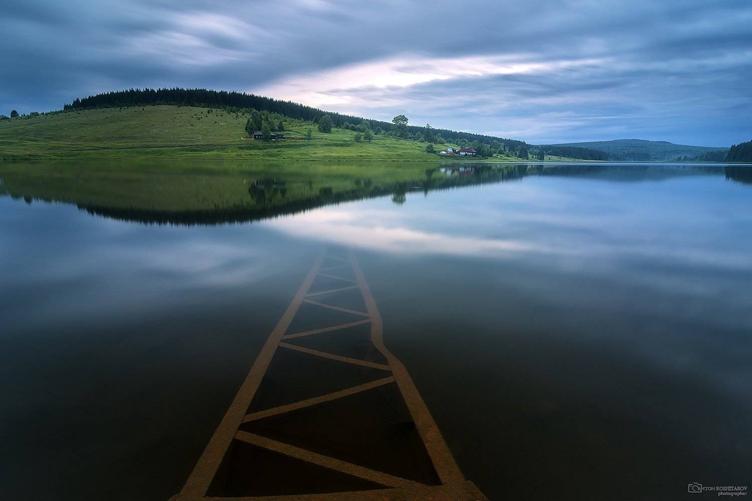 пермский край, закат , урал, холм, отражение, пруд, Антон Кошетаров