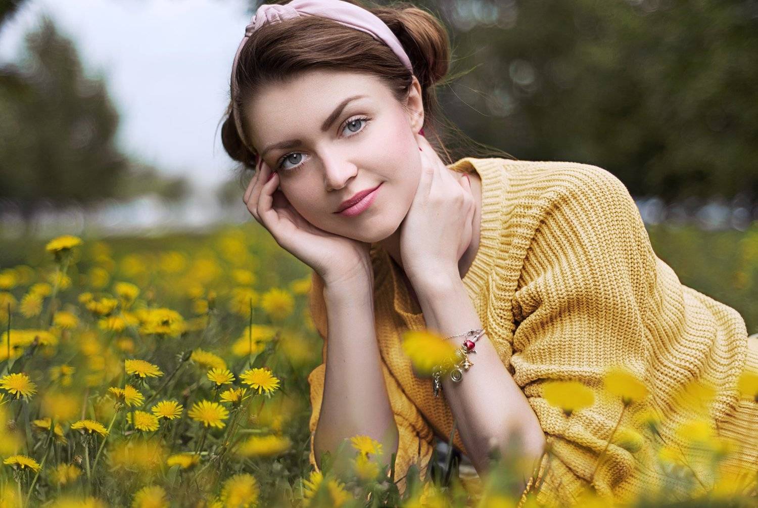 настроение, фотография, желтый, одуванчики, девушка, портрет, Виктория Андреева