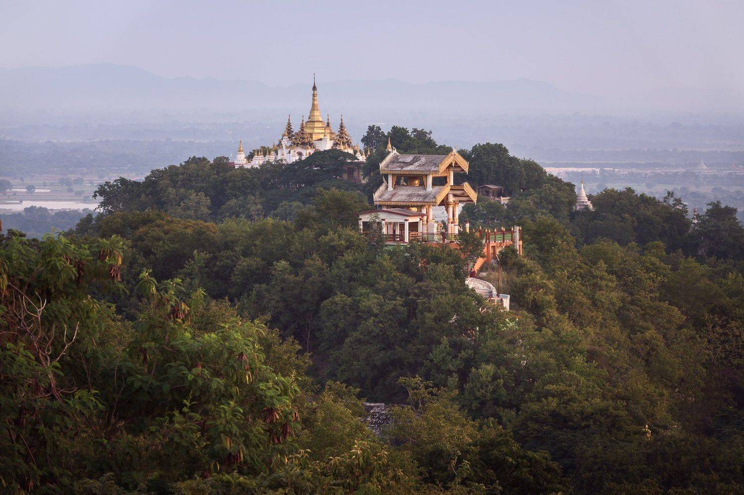 architecture, asia, asian, attraction, blue, buddha, buddhism, buddhist, building, burma, burmese, city, columns, complex, culture, evening, exterior, golden, heritage, hill, historic, history, landmark, mandalay, monument, myanmar, outdoor, padamyar, pag, Andrey Omelyanchuk