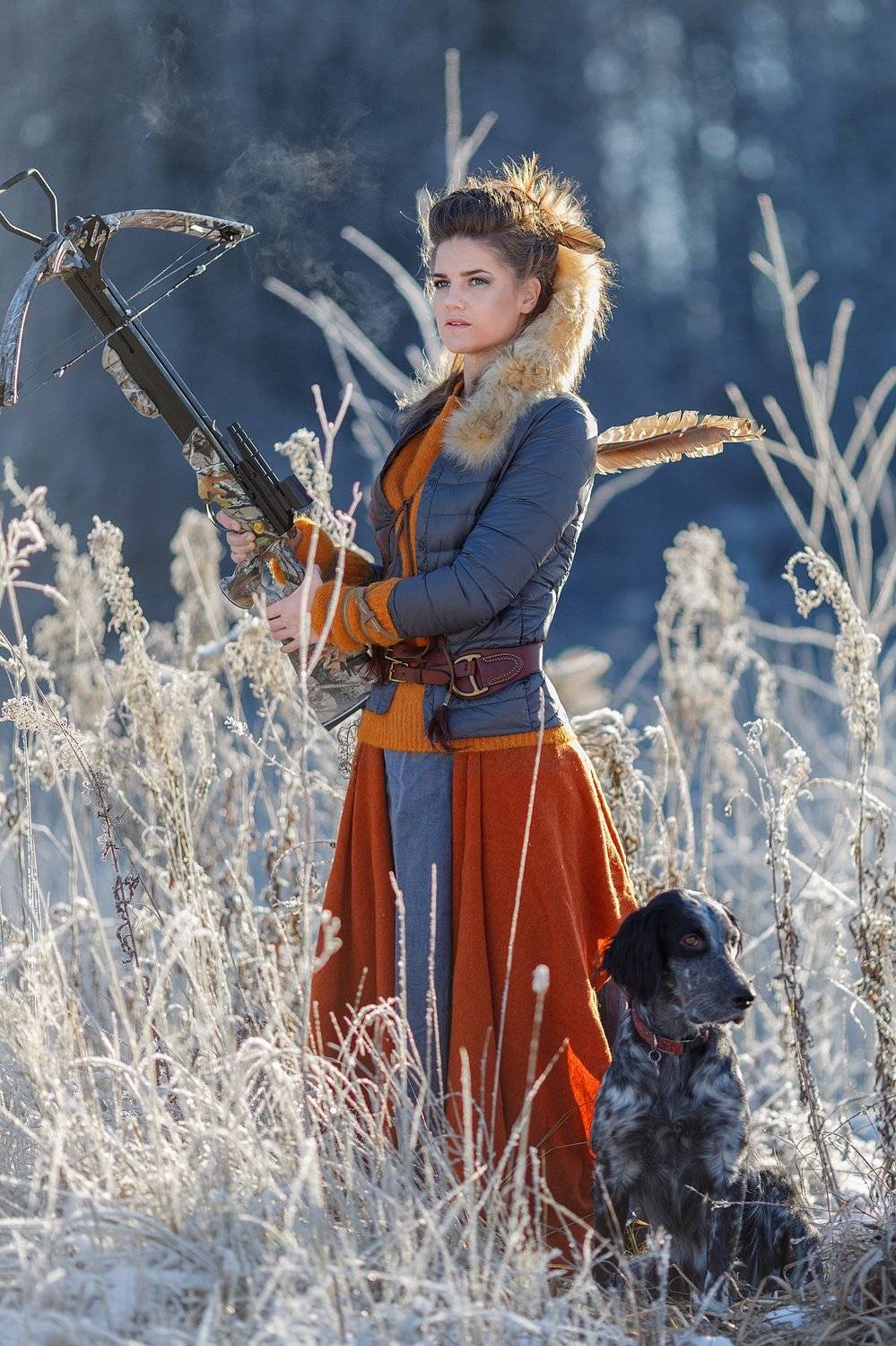 зима, изморозь, природа, охота, девушка, взгляд, естественный свет, Оксана Ведмеденко