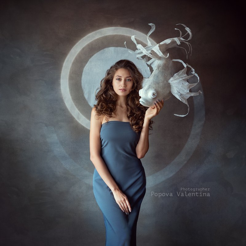 женщина, рыба, портрет, арт Айна фото превью