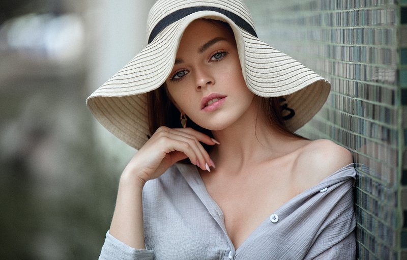портрет,девушка,шляпки,красотки,лето,улица,прогулка, Мария фото превью