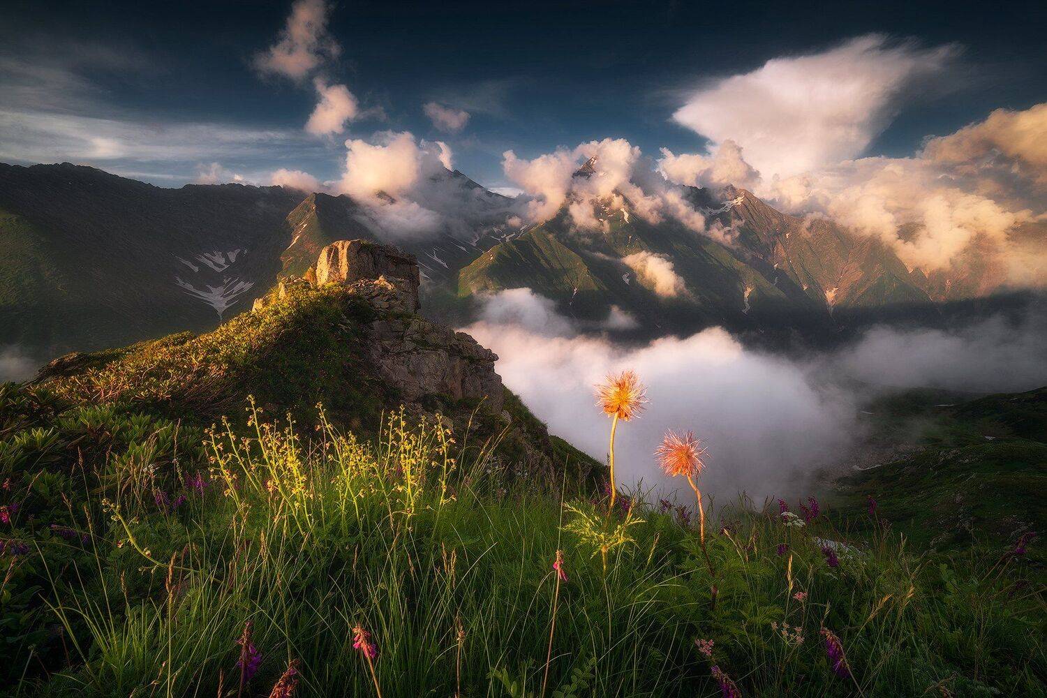 горы, облака, закат, пейзаж, кавказ, Tania Leschinskaya