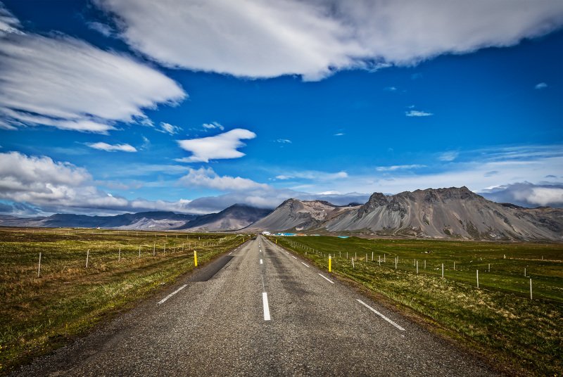 пейзаж, лето, природа, исландия, ладшафт, дорога Дорога в горы фото превью