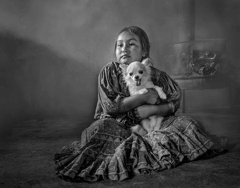 girl,dog,stove,native, With my pet фото превью