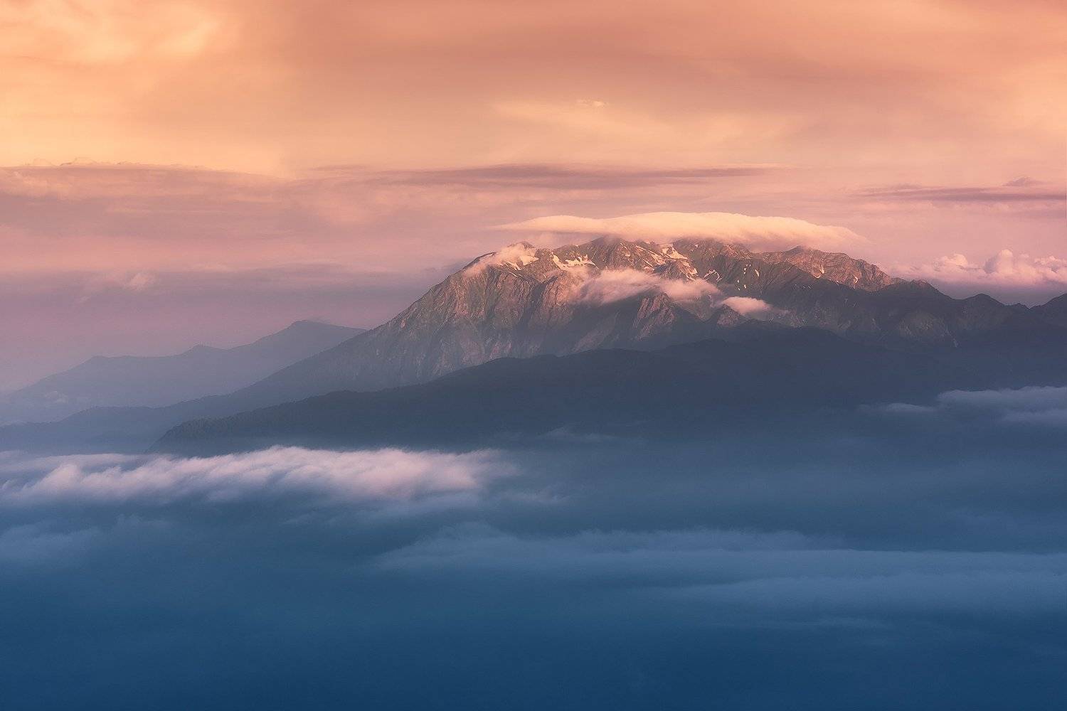 рассвет, облака, горы, пейзаж, кавказ, Tania Leschinskaya