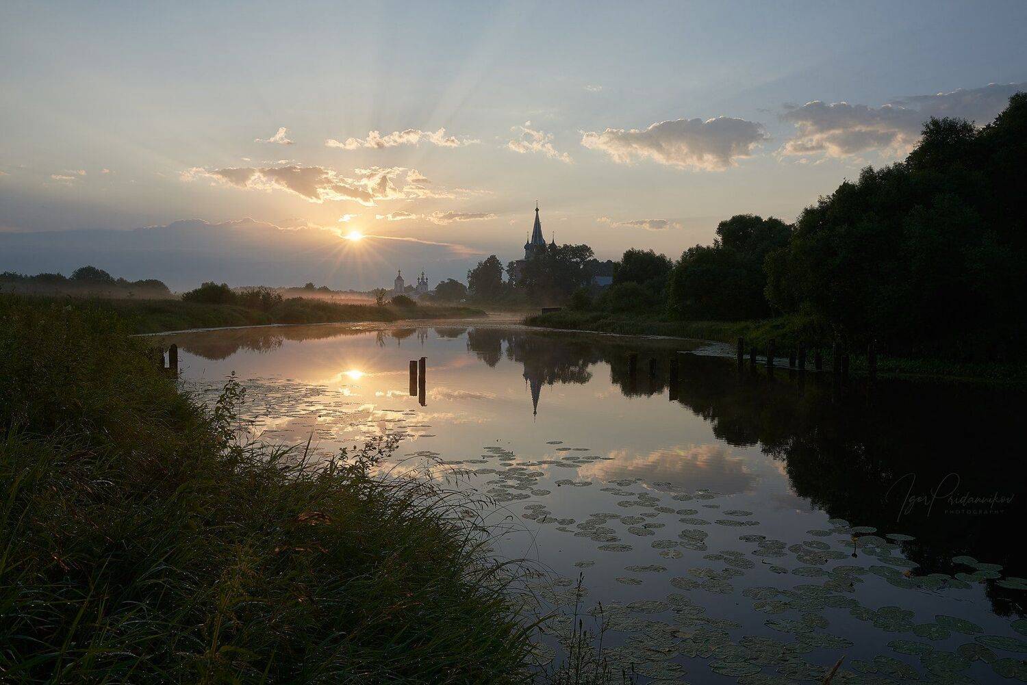 рассвет, дунилов, теза, деревня, утро, туман, речка, Игорь Приданников