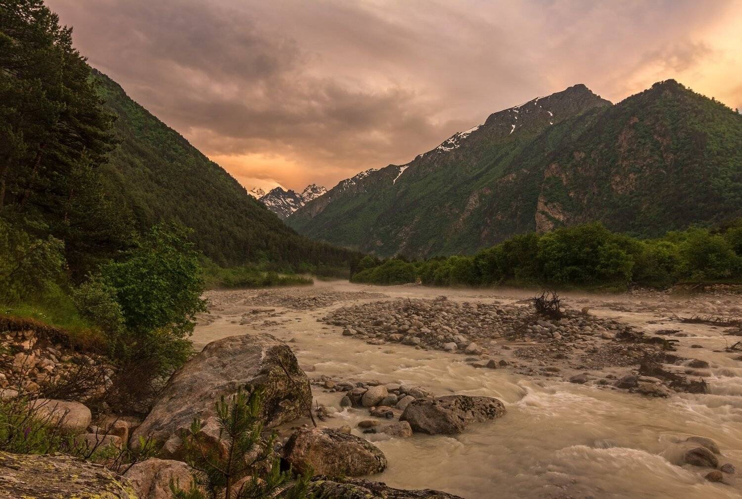 горы, закат, кавказ, Эстелла