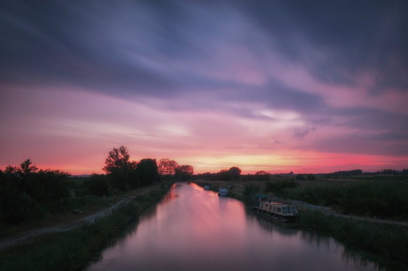 sunrise; light;channel; water;reflection; sun; clouds;long exposure; frace; aude Sunrise on the Midi Channel фото превью