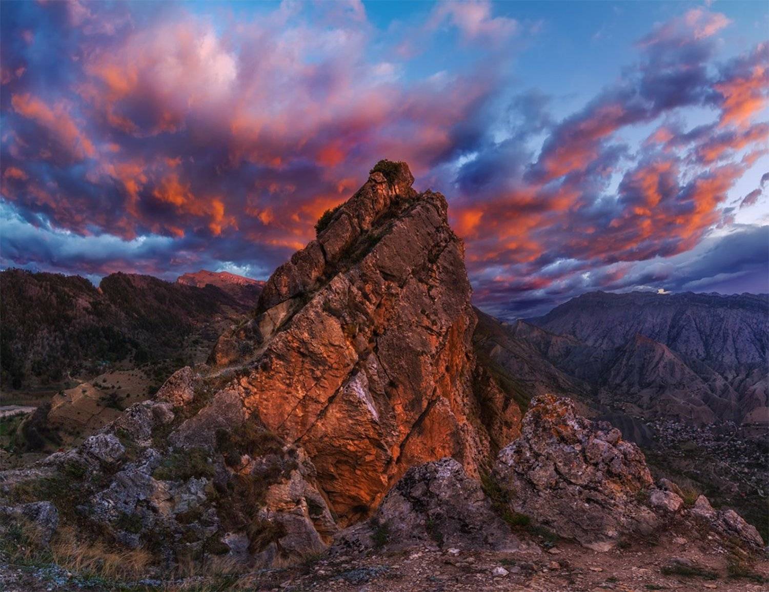 скалы, природа, пейзаж, россия, кавказ, горы, рассвет, небо, Альберт Беляев