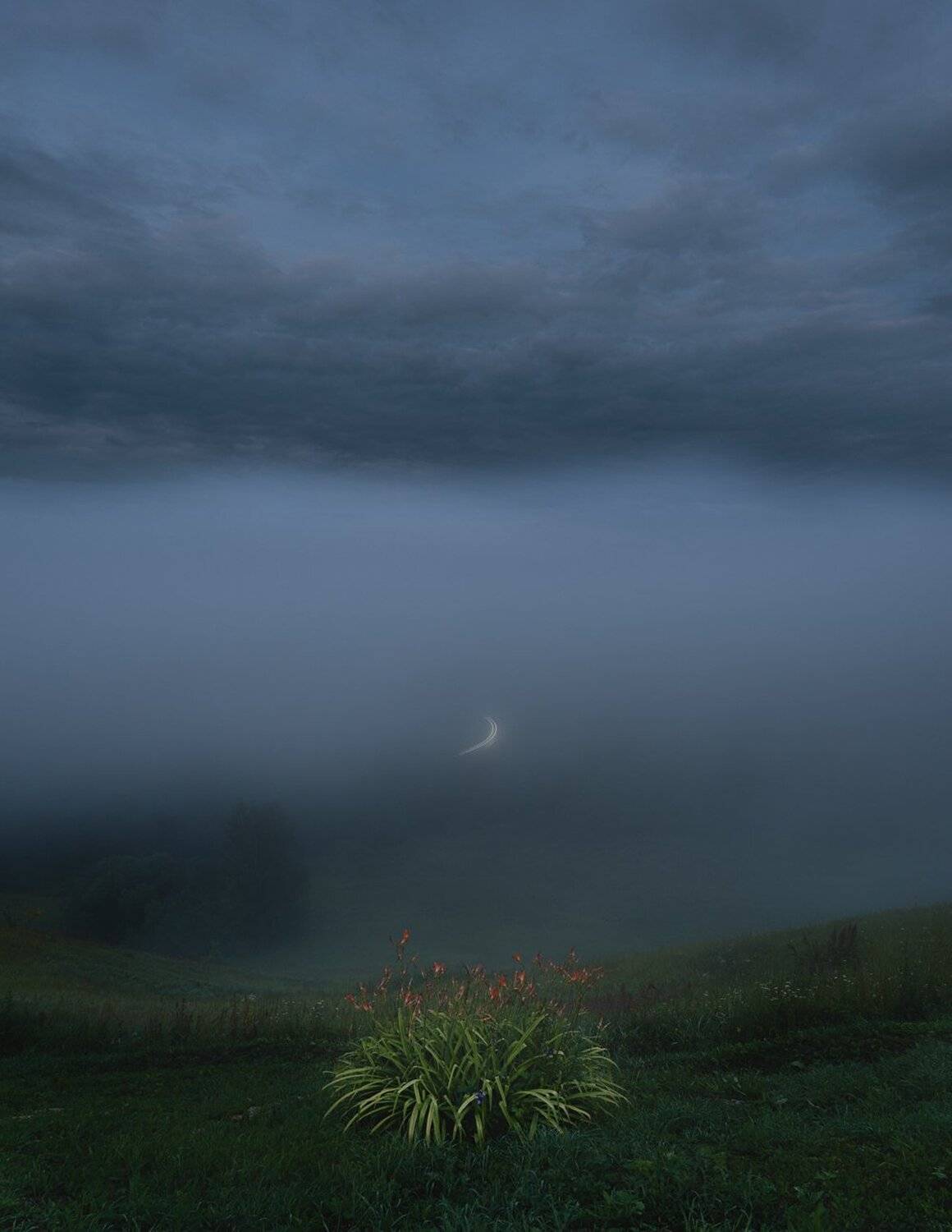 вечер, туман, Баранов Олег