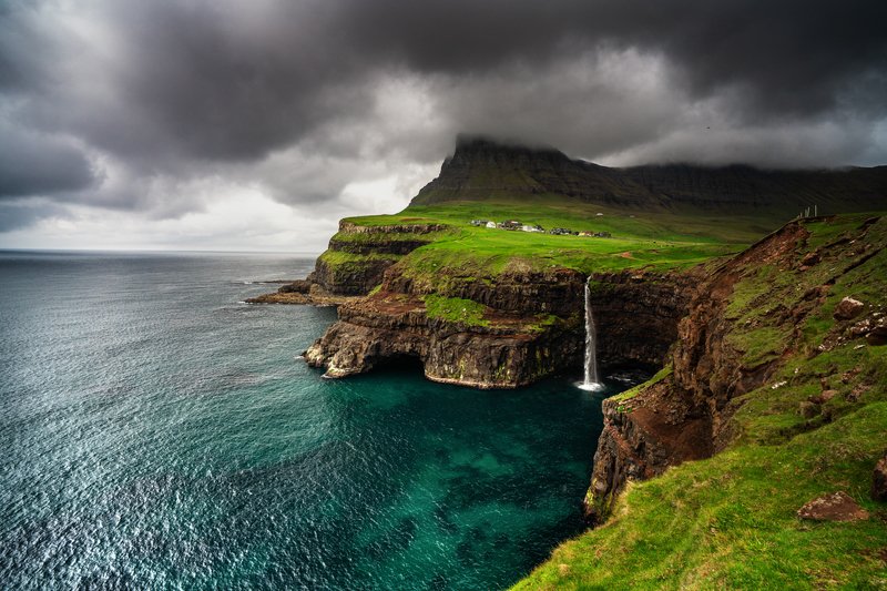 mulafossur, faroe islands, gasadalur Mulafossur waterfall фото превью