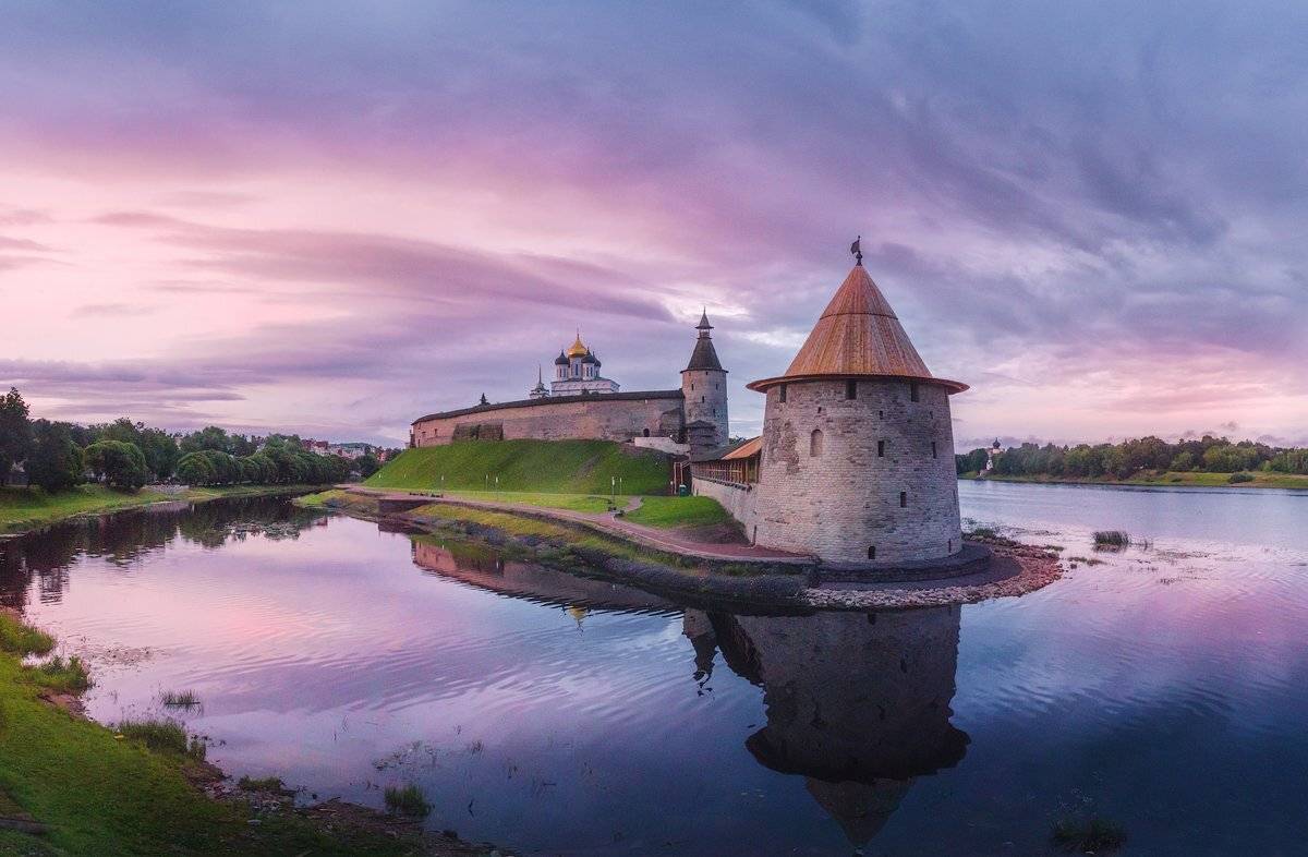 псков, россия, рассвет, небо, река, Майя Афзаал