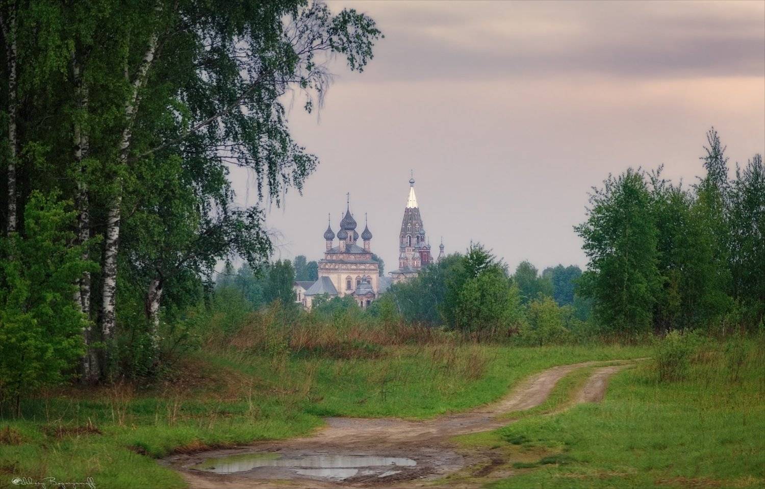 парское, утро, дождь, дорога, храм, Алексей Богорянов