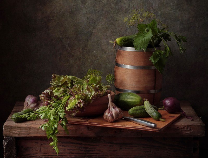 натюрморт, овощи, салат, огурец Огуречная история фото превью