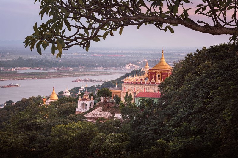 architecture, asia, asian, attraction, blue, buddha, buddhism, buddhist, building, burma, burmese, city, complex, culture, evening, exterior, golden, heritage, hill, historic, history, la, landmark, mandalay, monument, myanmar, outdoor, pagoda, pyae, red, Under the Bodhi Tree фото превью