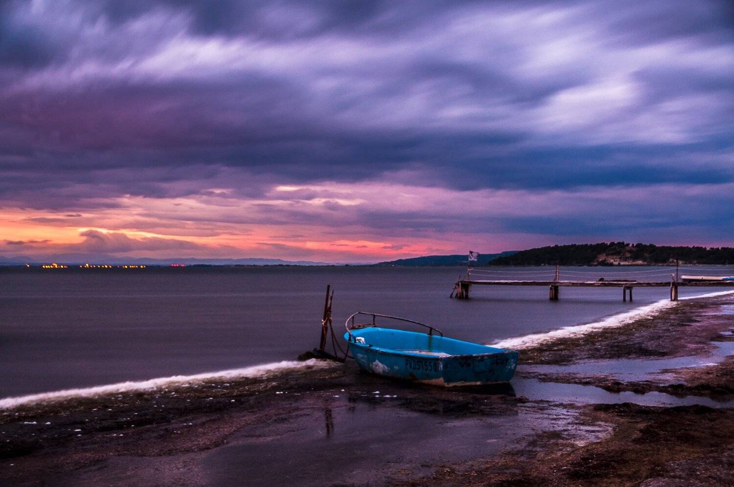 nightfall; water; clouds; skylight; aude; sigean; seascape; france, crepuscule, Sib&eacute;