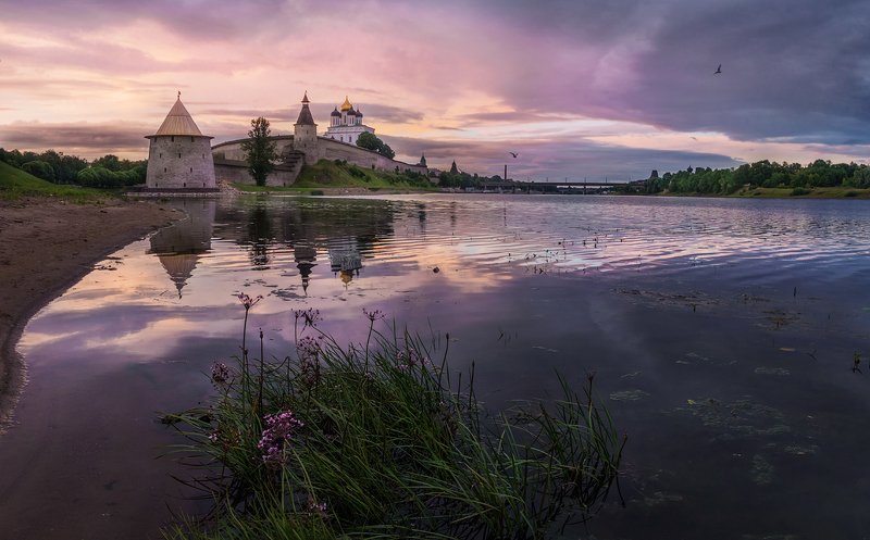 псков, троицкийсобор, утро, россия, великая Утро фото превью