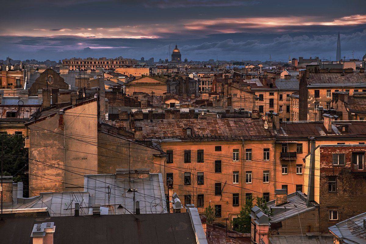 закат, санкт-петербург, вечер, исаакиевский собор,город, крыша, Евгений Шестаев