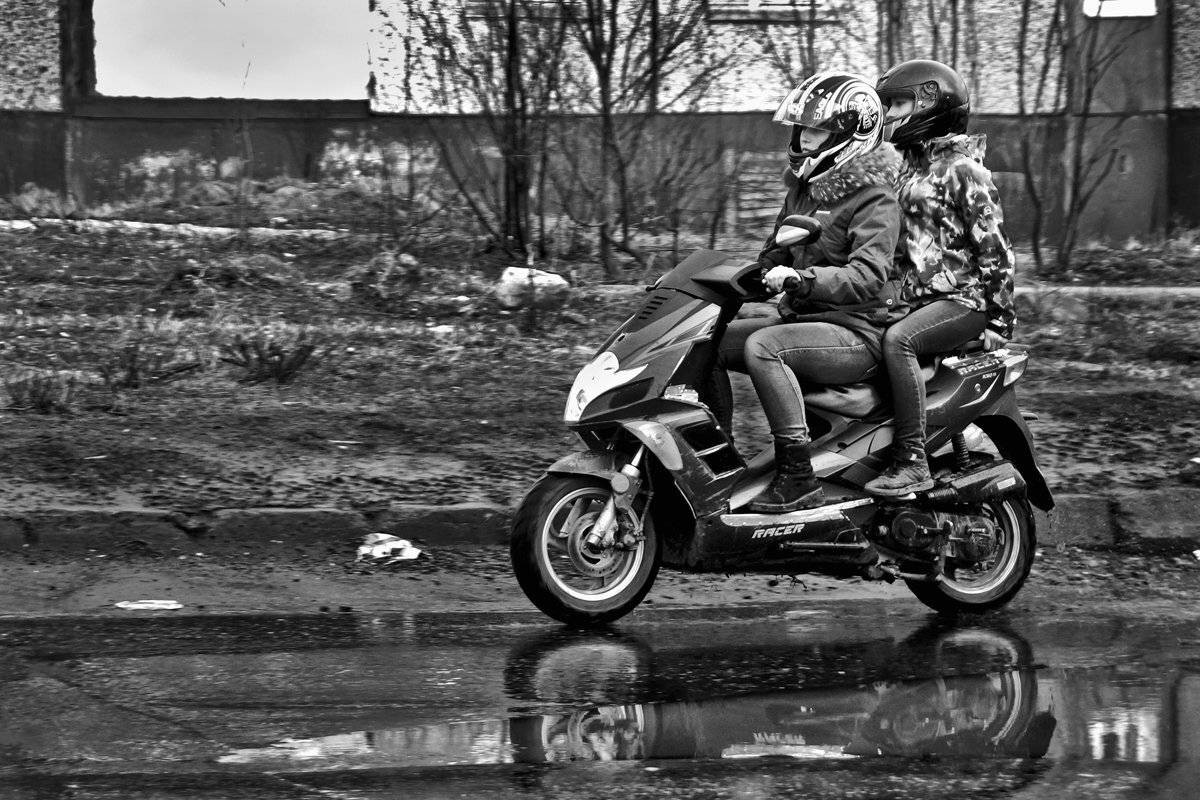 девушка, мото, мотороллер, город, дорога, апатиты, Николай Смоляк