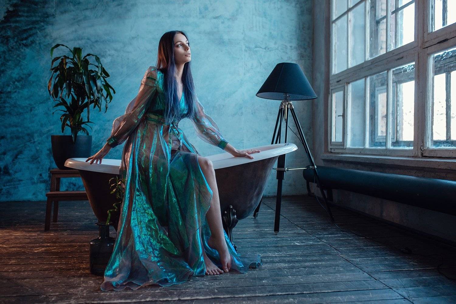 девушка, русалка, синий, танец, mermaid, tail , Елена Молчанова