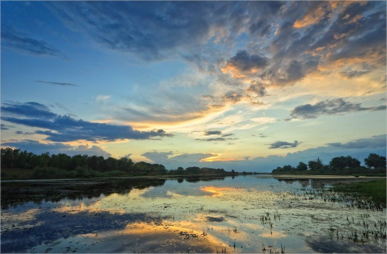 пейзаж, вода, небо, вечер, Будин Николай