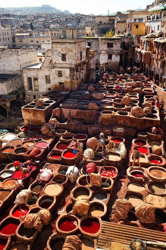 марокко, фес, кожа Фес. Кожевенное производство. фото превью