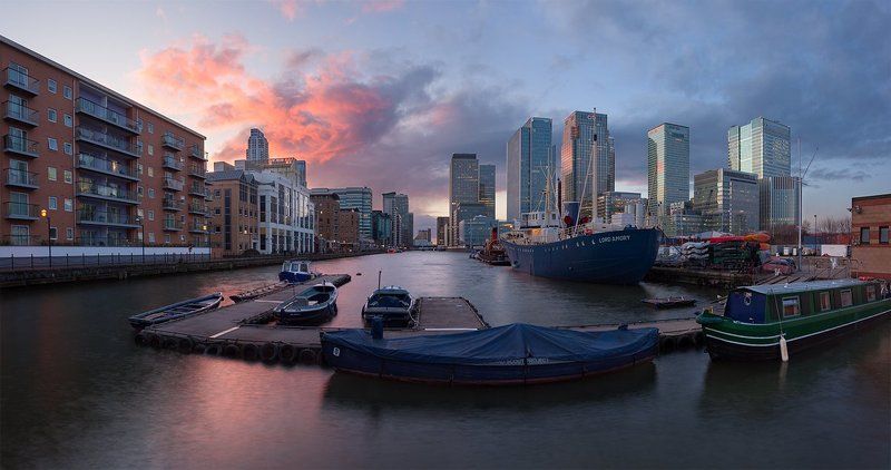 canary wharf, docklands, london, Skyscrapers, sunset, uk, закат, лондон, Небоскребы London: Canary Wharf sunset фото превью
