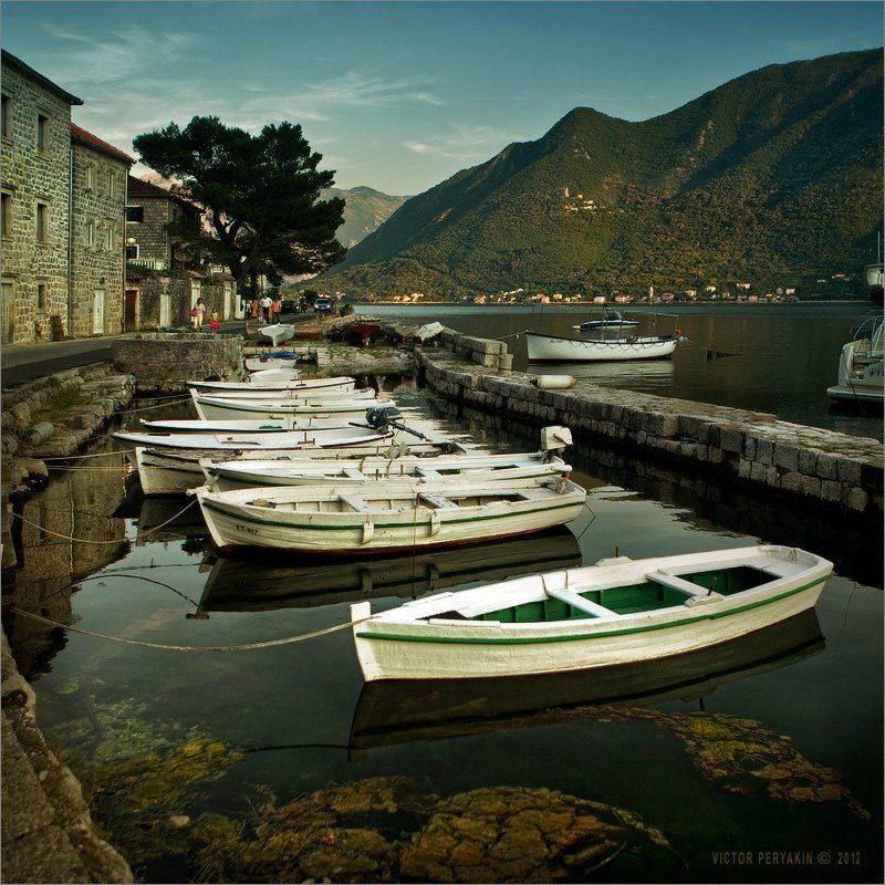 черногория, пераст, лодки, стоянка, залив, montenegro, perast, Виктор Перякин