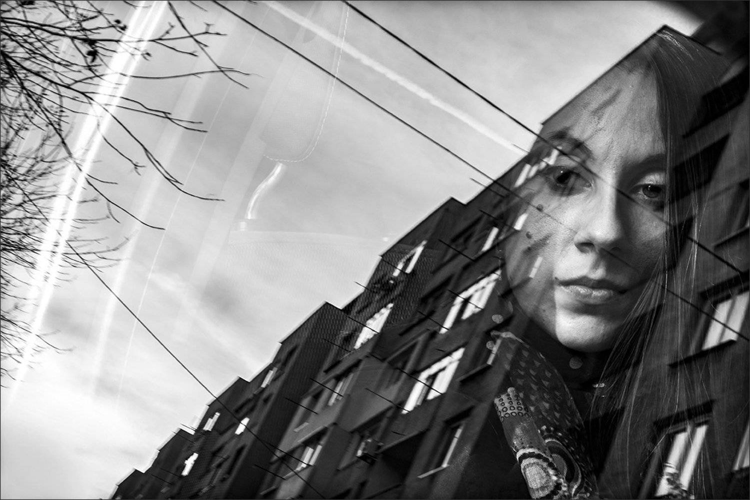 mirrored, отражение, чб, портрет, portrait, bw, Denis Buchel (Денис Бучель)