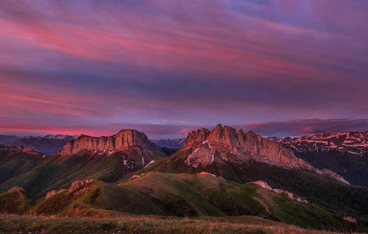 закат, большой тхач, малый тхач, асбестная, горы, пейзаж, рассвет, кавказ, адыгея, ачешбоки, Александр Хорошилов