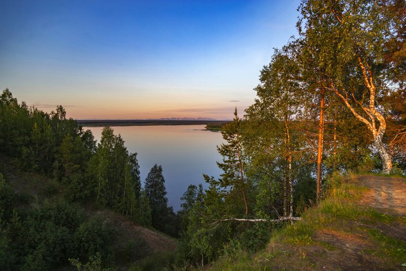 печора,овраг,закат, \