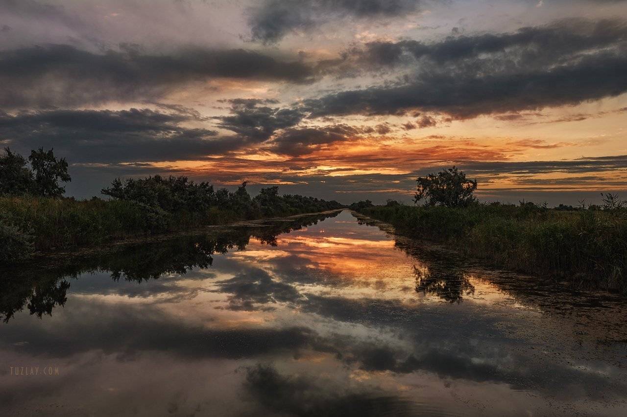 земля таманская, таманский полуостров, вечер, камыши, водоём, Владимир Тузлай