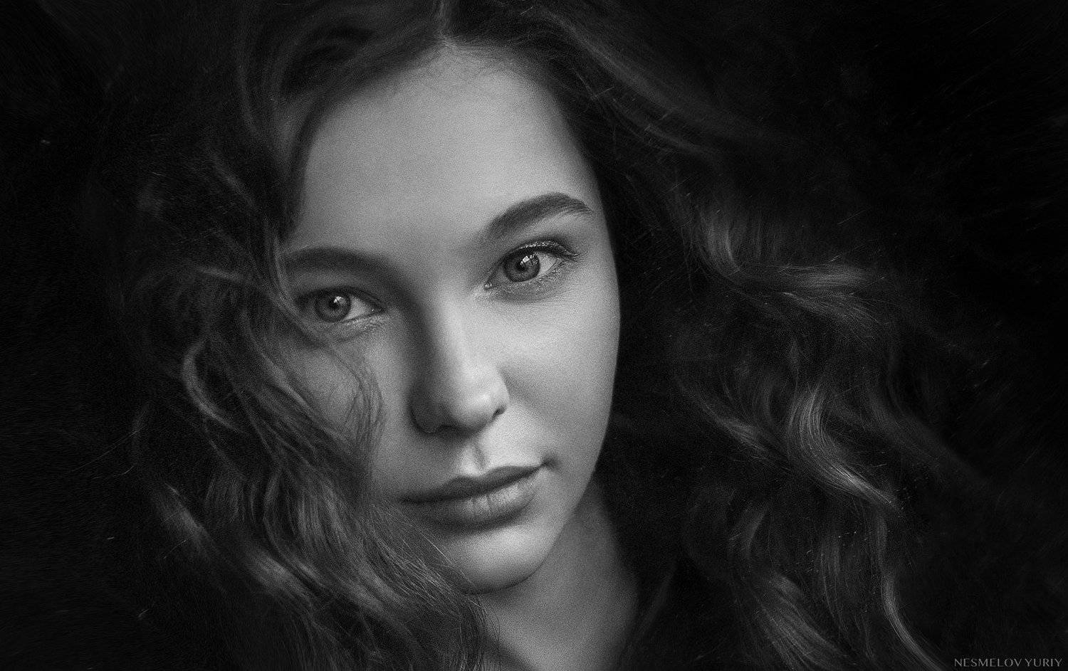 girl, portrait, art, девушка, портрет, черно-белое, blackandwhite, Несмелов Юрий