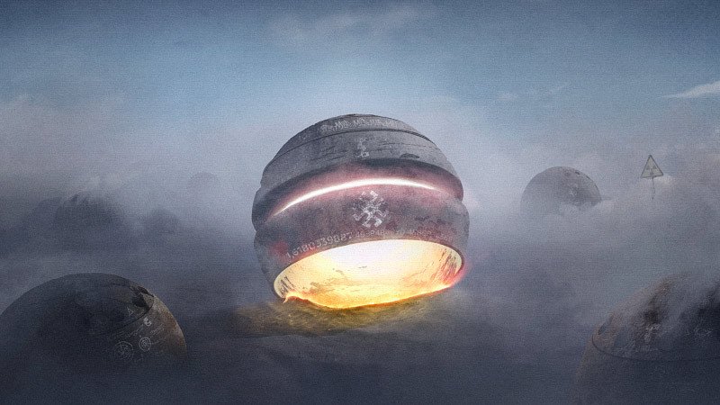 сюрреализм арт звезда закат свет ночь туман огонь пейзаж природа поле пустыня одиночество мрак серость небо облака дым  Падшие звезды фото превью