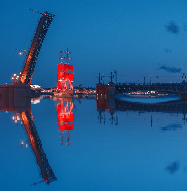 троицкий мост, отражение, алые паруса, кораболь, санкт-петербург, питер Алые Паруса фото превью